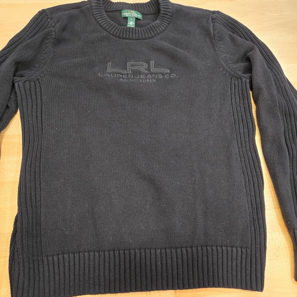 LRL Lauren Jeans Co. Ralph Lauren Knit Sweater Embroidered Women's Large Cotton